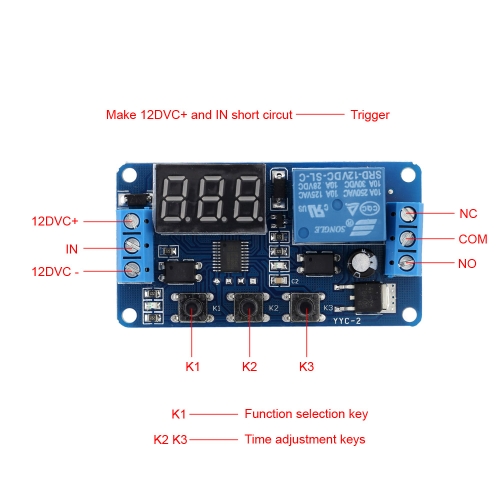 LED Delay Timer Control Switch Relay Module Automation 12V with case