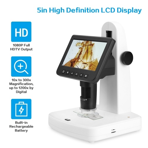 

LCD Digital Microscope Professional Portable 5'' LCD Display 1080P Full HDTV Output Electron Microscope with Polarizer