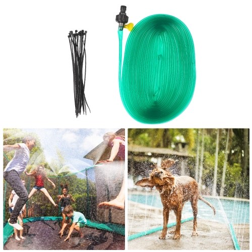 

39-feet Trampoline Sprinkler Pipe Water Pipe 12 Meters with Connector Flexible PVC Pipe Lawn Spray Pipe Green Water Sprinkler Garden Sprinkler Water Hose Irrigation Sprinkling Cooling Summer Toy for Kid Children