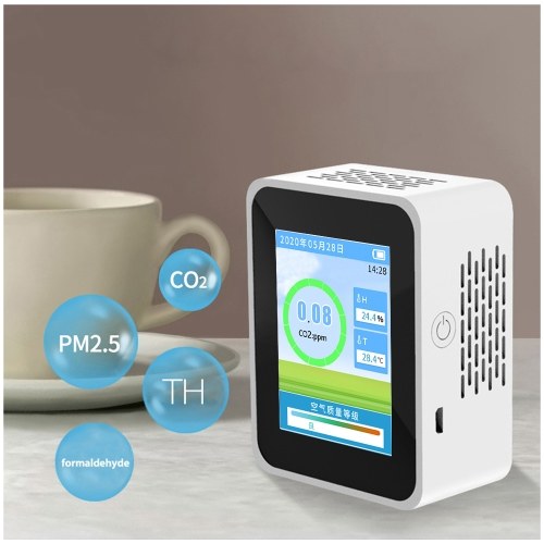 

Indoor Portable LCD Formaldehyde PM2.5 CO2 Detector Multifunctional Home Air Detector Intelligent Air Quality Analyzer Household Air Pollution Monitor