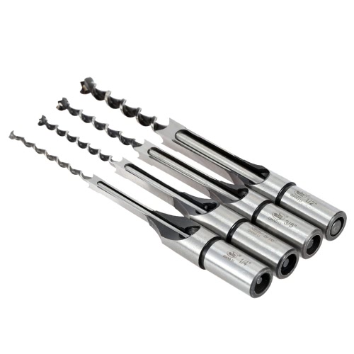 4pcs/set 1/4-1/2 pouces haute qualité menuiserie mortaisage Chisel Set Professional Square Extended forage de trous 1/4 po 5/16 