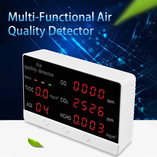 

Multi-Functional Air Quality Detector Home Office School Use Digital Display HCHO/TVOC/CO/CO2/AQI Monitor