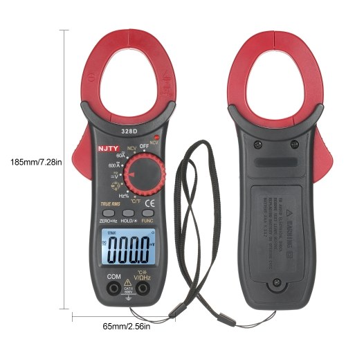 

NJTY 328D 600A AC Clamp Meter Auto Range 6000 Counts 1.6-inch LCD Digital AC True RMS NCV Clamp Type Universal Meter