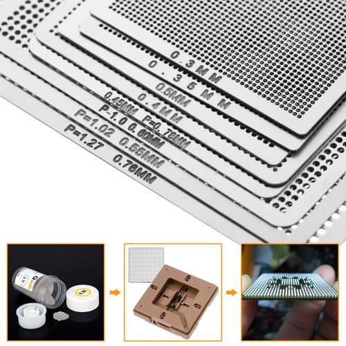 

8pcs Mini Universal BGA Direct Heat Stencils Set Reballing Acessories 0.3mm 0.35mm 0.4mm 0.45mm 0.5mm 0.55mm 0.6mm 0.76mm