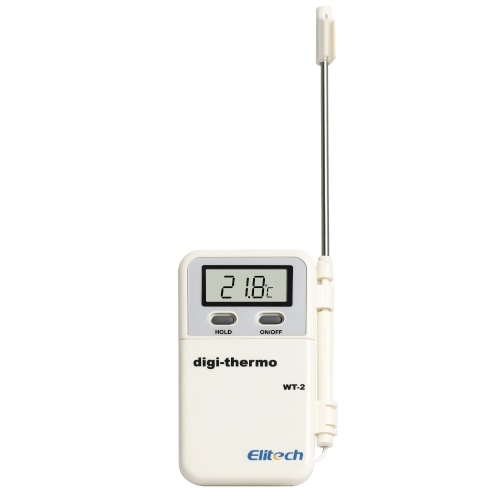 Elitech WT-2 Instant Read Food Thermometer Display LCD ℃ / ℉ Função de bloqueio de dados comutável Alarme de temperatura Termômetros digitais de carne com sonda flexível para cozimento na cozinha Grelha