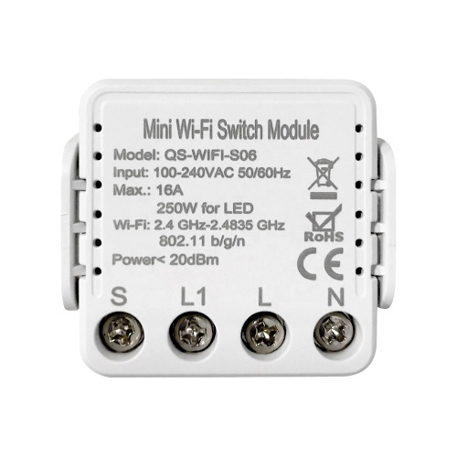 Tuya WiFi QS-WIFI-S06-16A 100 ~ 250V Mini 1 module de commutateur intelligent