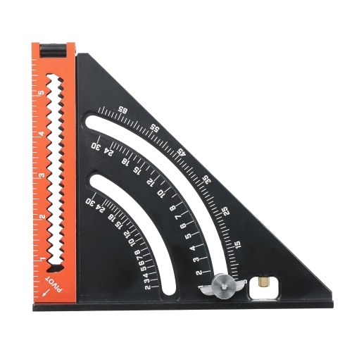 Goniometro a triangolo pieghevole KKmoon Righello quadrato in lega di alluminio Righello di misurazione multifunzione Strumento di posizionamento metrico per la lavorazione del legno Regolazione dell'angolo 6 pollici Allungabile