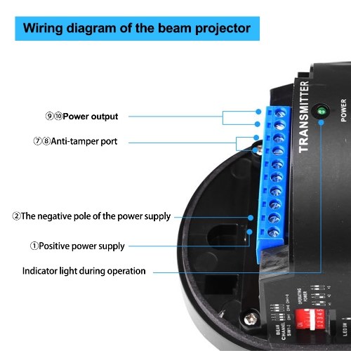 ABE-200F Infrared Beam Detector Home Safety System Anti-theft Alarm Triple Beam Alarm Waterproof Sensors Optical A-xis Angle Adjustable LED Digital Display