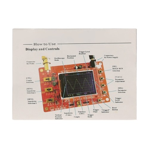 Oscilloscope Kit 2.4 Inch TFT Handheld Pocket-Size Digital Oscilloscope with Protective Case and Probe Electronic Learning Set Fully Assembled 