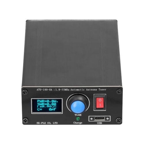 ATU-100-0A 1.8-55MHz Mini Automatic Antenna Tuner 0.91inch OLED Display Aluminum Alloy Outcase with1800MAh Battery 