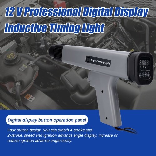 12 V Professional Digital Display Inductive Timing Light Car Motorcycle Petrol Engine Ignition Timing Strobe Lamp Detector Auto Motorcycle Detection Diagnosis Tool 