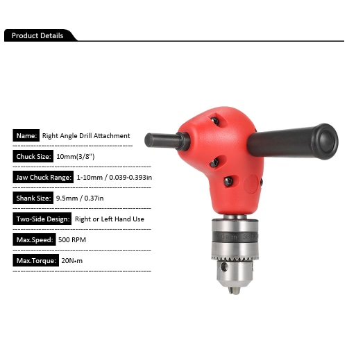 

High Quality Cordless Right Angle Drill Attachment Adapter Handle With 3/8" Keyed Chuck 9.5mm Shank Power Tool Accessory