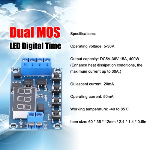 

Dual MOS LED Digital Time Delay Relay Trigger Cycle Timer Delay Switch Circuit Board Timing Control Relay Module