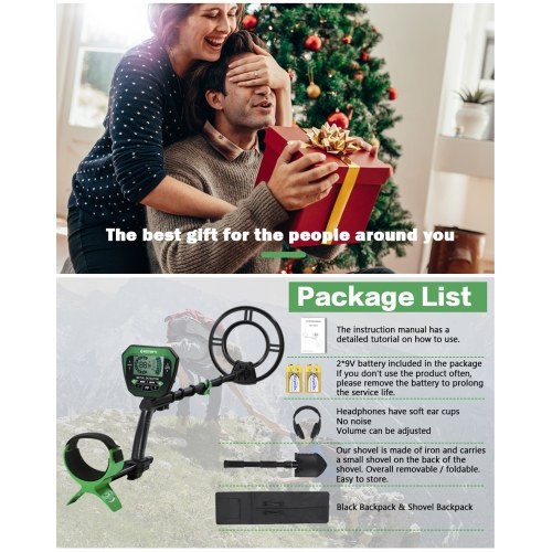 Metal Detector for Kids & Adults, Higher Accuracy Metal Detectors with LCD Display, Adjustable Stem, 4 Modes, 10`` Search Coil Detector for Gold, Silver, Coin, Treasure Hunting Green 