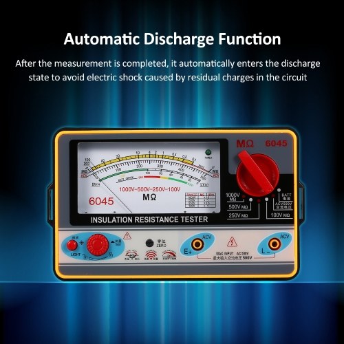 Insulation Resistance Meter Digital Ohmmeter Megger Handheld Insulation Tester Megameter 0-2000MΩ 100V/250V/500V/1000V High Accuracy Megohmmeter Insulation Measurement Instrument 
