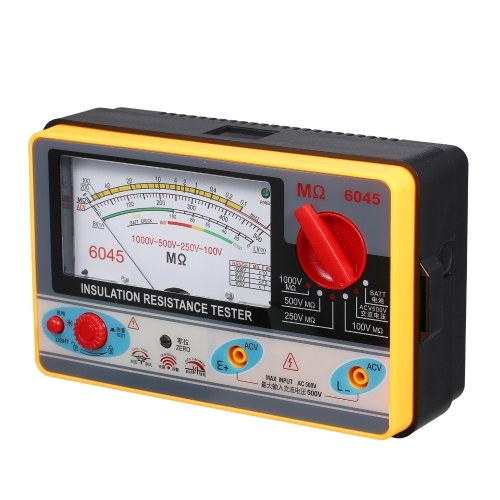 Insulation Resistance Meter Digital Ohmmeter Megger Handheld Insulation Tester Megameter 0-2000MΩ 100V/250V/500V/1000V High Accuracy Megohmmeter Insulation Measurement Instrument 