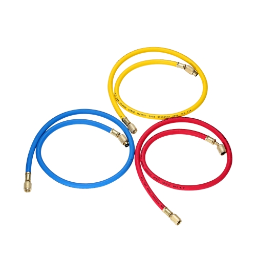 3pcs 1/4 "SAE Universel R12 R22 R502 Ensembles de Jauge Manifold Trois-couleur Tuyaux De Charge Pour HVAC Conditionnement D'air Réfrigérant