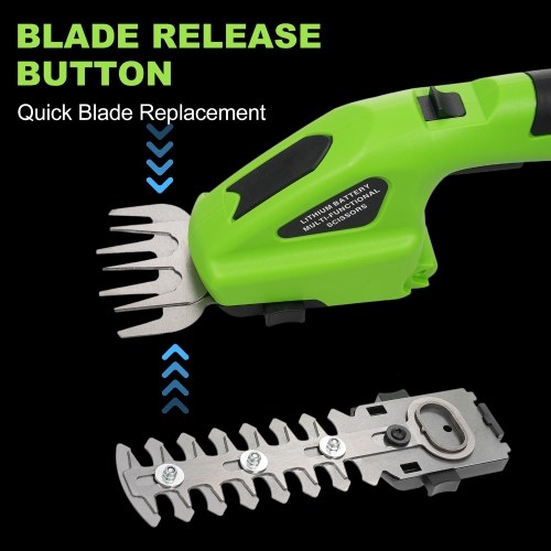 Cordless Hedge Trimmer, 2-in-1 Handheld Hedge Trimmer, 7.2V Electric Grass Trimmer with USB Charging Cable, Lightweight & Portable Grass Shear for Garden Yard Lawn 