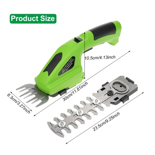 Cordless Hedge Trimmer, 2-in-1 Handheld Hedge Trimmer, 7.2V Electric Grass Trimmer with USB Charging Cable, Lightweight & Portable Grass Shear for Garden Yard Lawn 