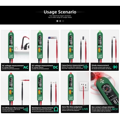 BSIDE S8 3in1 Handheld Multimeter Electrical Test Pen Thermometer Digital 6000 Counts Multimeter Leakage Test Pen EBTN Color Backllight Display Handheld Multimeter Professional Voltage Current Capacitance Resistance Frequency Diode Duty Cycle Tester Tempe 