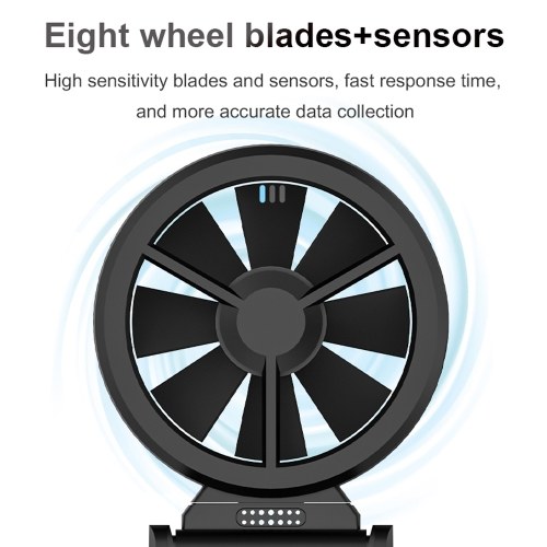 Handheld High Accuracy Anemometer Double Bearing 8-blade Fan Digital Anemometer LCD Backlit Color Display Wind Speed Meter Six Measurement Modes with Data Hold and Low Battery Indication Function 