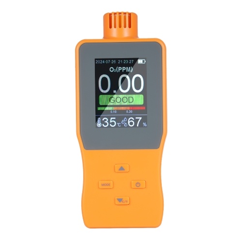 O3 Ozone Detector Analyzer Portable Outdoor Indoor Air Quality Meter Multifunctional Air Quality Monitor Temperature Humidity Gauge with Full Color LCD Screen Adjustable Alarm Threshold 