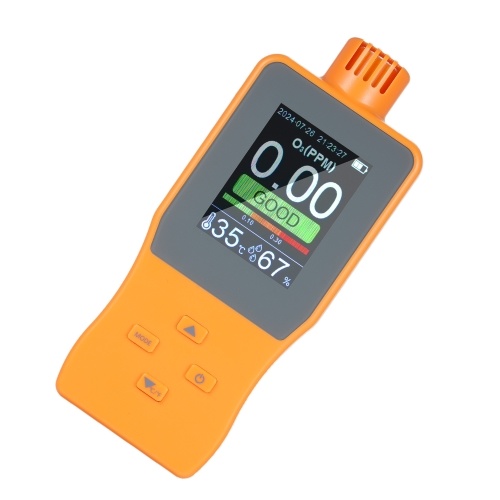 O3 Ozone Detector Analyzer Portable Outdoor Indoor Air Quality Meter Multifunctional Air Quality Monitor Temperature Humidity Gauge with Full Color LCD Screen Adjustable Alarm Threshold 