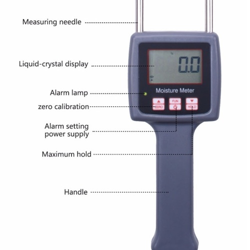 TK100 Moisture Meter Multifunctional Fibre Moisture Test Meter 0-80% Probe Humidity Tester Portable Water Content Analyzer for Tea Corn Straw Bran Soybean Rice 