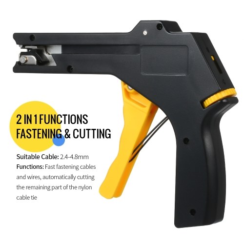 

2 in 1 Cable Tie Gun 2.4-4.8mm Adjustable Fastening Cutting Cable Zip Tie Tool for Plastic Nylon Cable Tie Tool Tying Gun Pliers