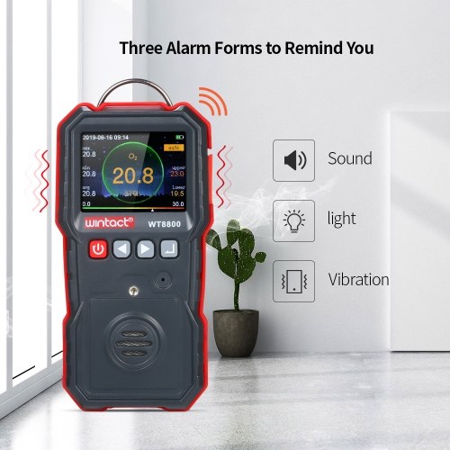 

wintact High Precision Oxygen Meter Professional Portable Oxygen(O2) Concentration Detector with 120000 Data Logging LCD Display and Sound-light and Vibration Alarm