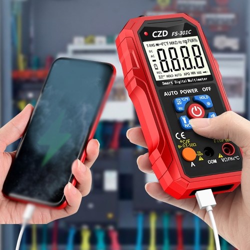 

301A Large Display Screen T-RMS Digital Intelligent Portable Multimeter with Backlight LED Flashlight Function NCV Direct Current AC Voltage Current Measurement Multifunctional Testing Tools