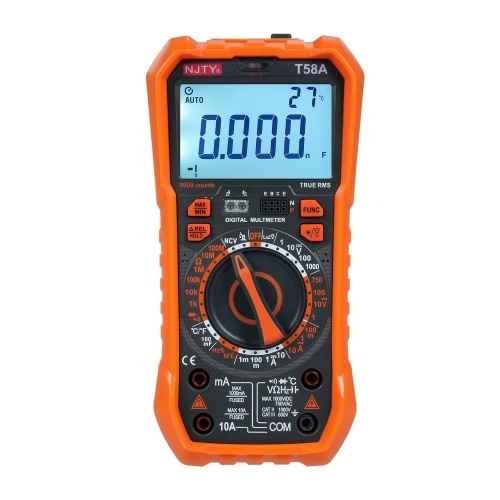 NJTY T58A Digital Multimeter 9999 Counts Multimetro AC/DC Voltage Meter Capacitance Professional Electrician Tools 