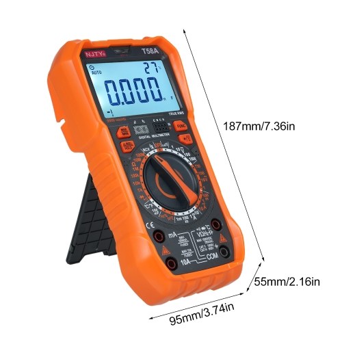NJTY T58A Digital Multimeter 9999 Counts Multimetro AC/DC Voltage Meter Capacitance Professional Electrician Tools 