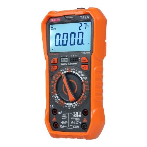 NJTY T58A Digital Multimeter 9999 Counts Multimetro AC/DC Voltage Meter Capacitance Professional Electrician Tools 