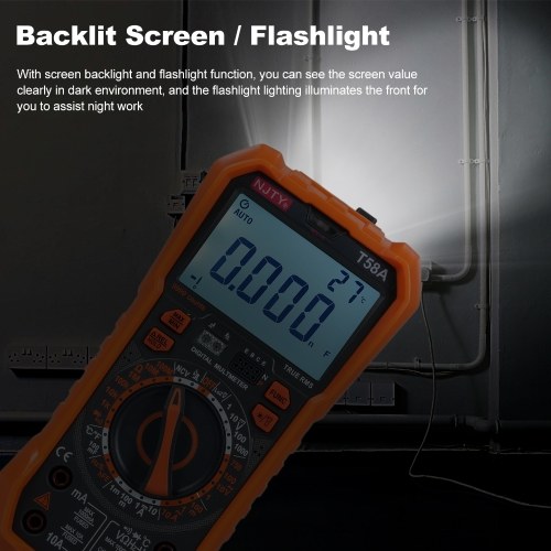 NJTY T58A Digital Multimeter 9999 Counts Multimetro AC/DC Voltage Meter Capacitance Professional Electrician Tools 
