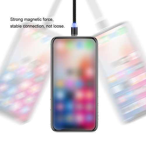 

2m Magnetic Data Cable Fast Charging USB Three-in-one Multifunctional Mobile Phone Charging Cable One for Three Micro USB Type-C Lighting Magnetism Dustproof Charging Cables with LED Indicator