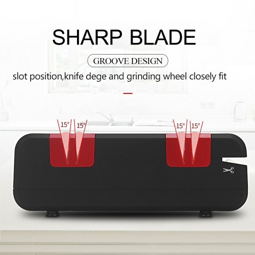 

Professional Electric Knife Sharpener Multifunctional Automatic Cut Sharpeners with 15-Degree Bevel Crude and Fine Grooves for Straight Serrated Knives Scissors Kitchen Cutter Grinder With Clean Brush