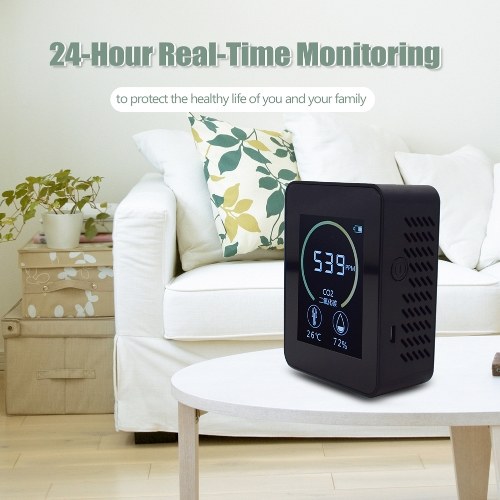 

Household Air Quality Detector Multifunctional C02 Temperature Humidity Tester LCD Display with Backlight