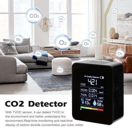 

Portable CO2 Detector Air Quality Detector Intelligent Air Detector Temperature And Humidity Sensor Tester Carbon Dioxide Monitor TVOC Formaldehyde Detector HCHO Detector