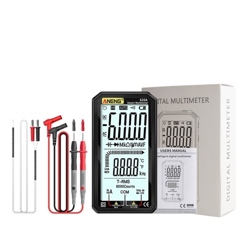 ANENG 4.7-Inch LCD Display AC/DC Digital Multimeter Ultraportable True-RMS Multimeter Auto-Ranging Multi Tester with Amp Volt Ohm Capacitance Continuity Temperature Frequency Diode Tests NCV Tester for Electronics Automotive HVAC Tech 