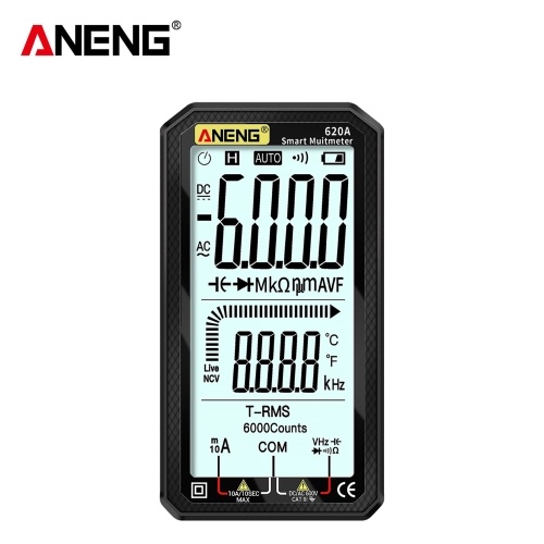 ANENG 4.7-Inch LCD Display AC/DC Digital Multimeter Ultraportable True-RMS Multimeter Auto-Ranging Multi Tester with Amp Volt Ohm Capacitance Continuity Temperature Frequency Diode Tests NCV Tester for Electronics Automotive HVAC Tech 
