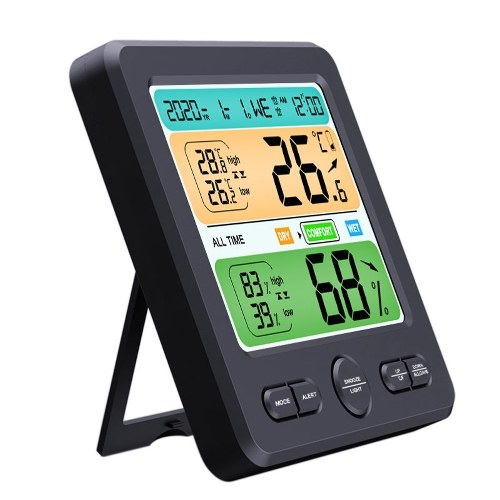 

LCD Display Wall-mounted Desktop Indoor High-precision Temperature and Humidity Meter Household Electronic Alarm Clock Intelligent Home