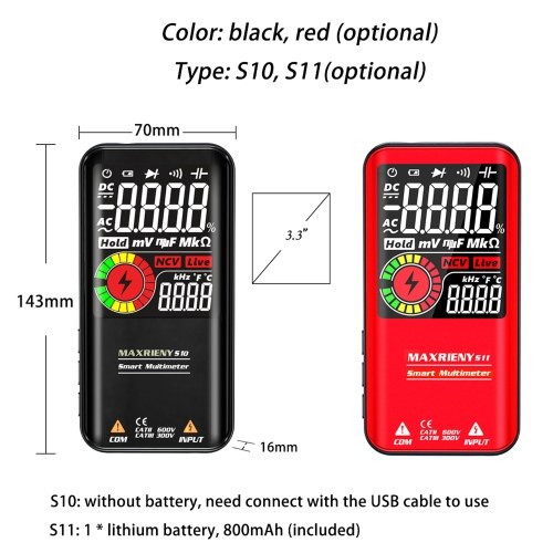 

MAXRIENY S10 3.3 Inch LCD Display Screen Multifunction Multimeter (Without battery)