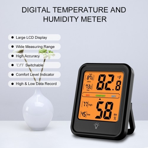 KKmoon Digital Hygrometer Thermometer Indoor Temperature and Humidity Gauge Monitor Meter with LCD Display for Home Bedroom Office Greenhouse