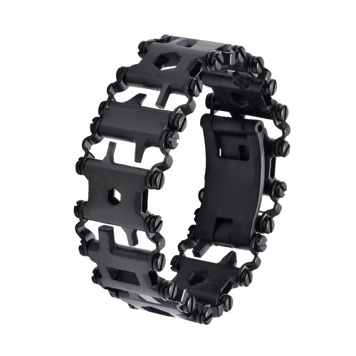 

29 in 1 Multi Tool Bracelet Wearable Multifunction Chain Bracelet Stainless Steel Survival Utility Multitool Watch Band Outdoor Survival Home Repair Screwdriver Box Wrench Bottle Opener Cutting Hook Carbide Glass Breaker