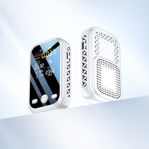 Household 1.9inch 240*280 Resolution Color Display Air Quality Detector High Sensitive Semiconductor Sensors 5in1 HCHO TVOC CO2 Temperature Humidity Tester Type-C Interface 