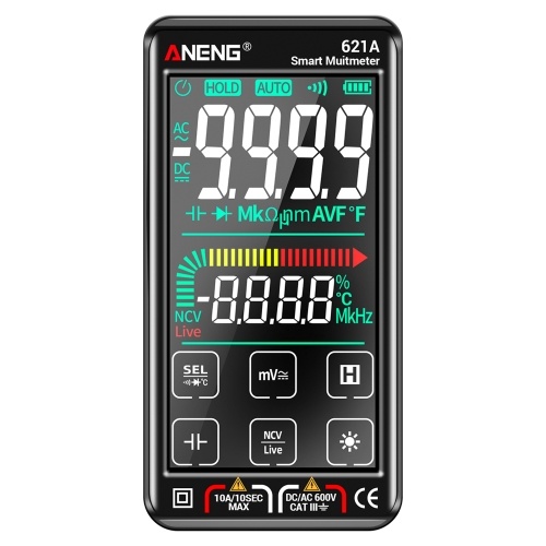 ANENG 621A Touch Screen Intelligent Digital Multimeter 9999 Counts Auto Range Rechargeable Portable NCV Universal Meter Voltmeter Ammeter 
