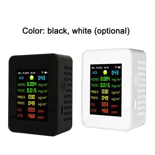 

Tuya Wifi Портативный измеритель качества воздуха 7in1 PM2.5 PM10 Окись углерода CO2 TVOC HCHO AQI Tester