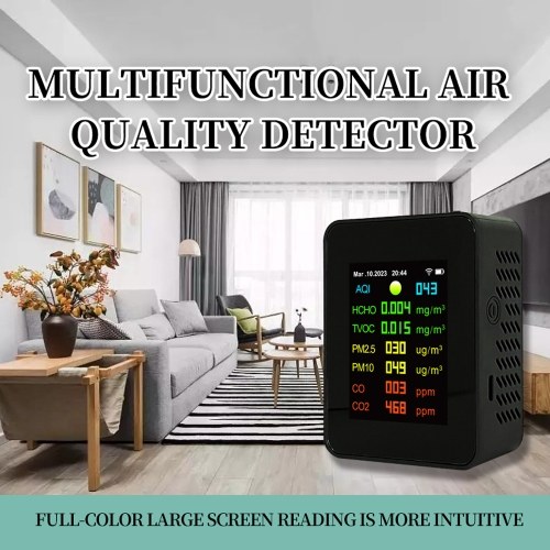 Tuya Wifi Portable Air Quality Meter 7in1 PM2.5 PM10 Carbonic Oxide CO2 TVOC HCHO AQI Tester 
