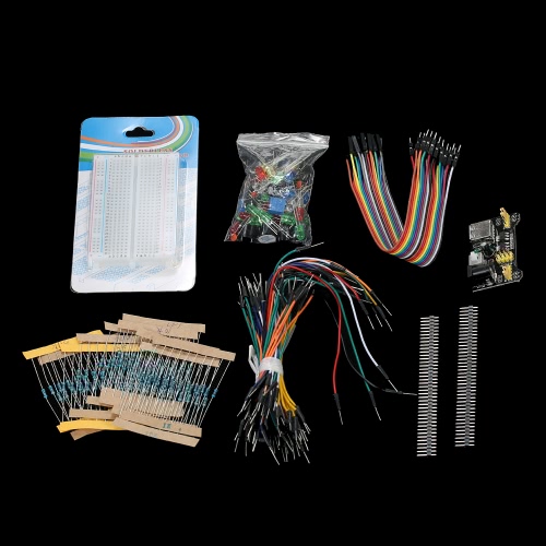 Upgraded Electronics Fun Kit for Arduino Raspberry Pi STM32 with Power Supply Module Jumper Wire Precision Potentiometer 830 Points Breadboard